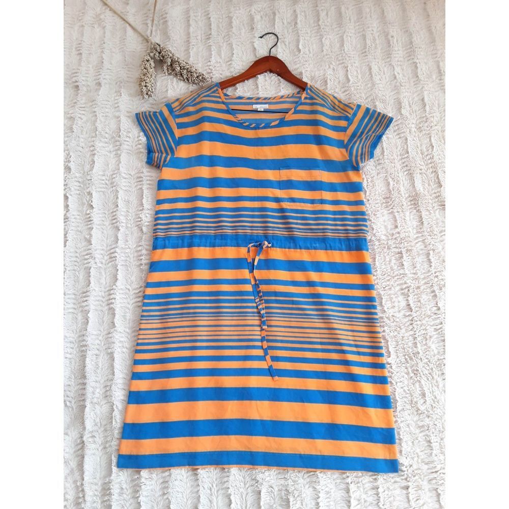 Gap Designed and Crafted Striped Blue & Orange Shirted Dress Size M - Picture 2 of 8